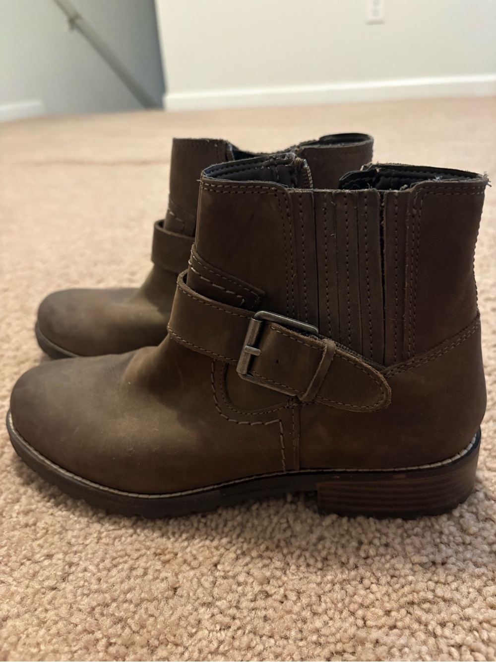 Women’s Brown Ankle Boots with Side Buckle